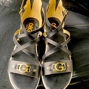 GUESS Black and Gold Women's Sandals
